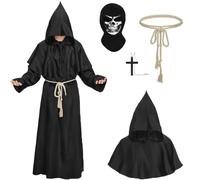 TEMU Disfraz de Halloween medieval con capucha, vestido de con capucha, adecuado para la muerte, , sumo , estilo gótico renacentista literario, para adolescentes, para adolescentes.