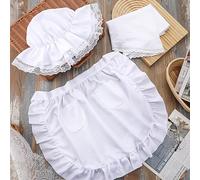 TEMU Disfraz de Sirvienta Colonial Femenina Blanca - 3 piezas Sombrero Pionero , Chal y Delantal - Disfraz Histórico de Halloween y Navidad para Histórico