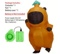 TEMU Disfraz Inflable de Capibara Adulto para Juegos , Lindo Traje Inflable de Capibara de Poliéster, Adecuado para Halloween, Carnaval, Varios y Fiestas - Soplador y de Batería (Batería No Incluida)