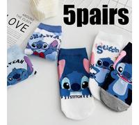 TEMU Disney - 5 de Calcetines Mid-Tube Stitch & Lilo - , Transpirables y Absorbentes - Ideales para el Estilo Diario Moderno de Chicas, Versátiles y Cálidos Calcetines para Adolescentes