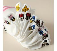 TEMU Disney 5 de Calcetines para Mujer Aleatorios, Bordados con Mouse y Stitch, Serie Cartoon, Transpirables, Antiolor, Versátiles y Casuales