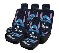 TEMU Disney 7 Piezas Fundas para Asientos de Coche Estampado Stitch Cielo Estrellado Azul, Protección Completa para Autos de 5 Plazas, Accesorios Automotrices para Todas