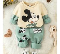 TEMU Disney Conjunto Infantil con Bloque y Forro, Estética de en Tono Mocha y | Traje de Estampado con Empalme y Forro de , para Exteriores