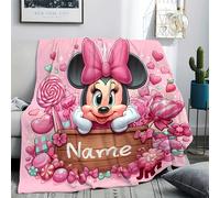 TEMU DISNEY Manta Personalizada de Minnie Mouse - Diseño con , Caramelo Rosa y Corazones, y Acogedora para Sofá o Cama, Decoración de Pared, Regalo Todo el Año para y , Manta de Personaje Disney
