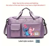 TEMU Disney Stitch Bolsa de Gimnasio con Estampado de Dibujos Animados, Compartimento para Zapatos y Gran Capacidad - Bolso Deportivo Portátil para Viaje