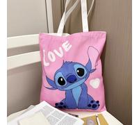 TEMU Disney Stitch Bolso para Mujer - Gran Capacidad, Diseño Duradero con Estampado de Dibujos Animados, Colores Vibrantes, Abierto en la Parte para Compras, Playa y Uso Diario