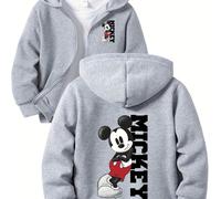 TEMU Disney Sudadera con Capucha de Cara para Niños y Niñas & Minnie - Suéter de Forro Polar con Bolsillo , Estampado de Personajes Animados, Tejido Duradero para Todas