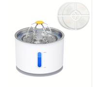 TEMU Dispensador de agua acero inoxidable 2.4L/80oz + 2 filtrantes | bebedero para gatos y perros | tres de suministro hídrico | bomba silenciosa, circulación del agua | pantalla LED