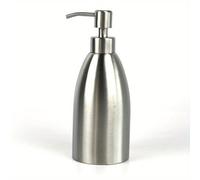 TEMU Dispensador de jabón de acero inoxidable de 500ml, acabado , tipo de prensa de libre de pie, recipiente de loción de champú, no necesita electricidad, accesorio de baño sin látex