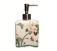 TEMU Dispensador de Jabón de Vintage Práctico Recargable Estilo Chino Contenedor de Champú Botella de Cerámica Antideslizante con Flores en Porcelana para el Hogar