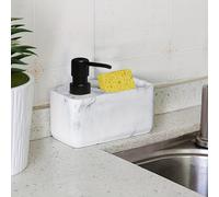 TEMU Dispensador de Jabón para en 1 con de Mármol , Botella de Multifunción y Gel de Ducha con Almacenamiento para Esponja de Limpieza, para el Limpiador