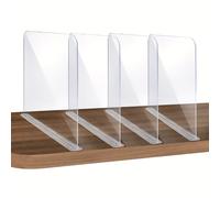 TEMU Divisores de Estantes Acrílicos Transparentes, 4 piezas para Armarios que se Adapten a Cualquier Grosor de Estantería, Separadores de Madera Multiusos para Dormitorio, Cocina, Oficina, Baño
