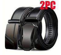 TEMU Dos cinturones para hombre con hebillas de hierro automáticas, diseñados en un estilo de negocios elegante, con funcionalidad de rápida, adecuados para combinar con pantalones casuales
