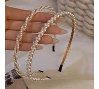 TEMU Dos diademas vintage elegantes con perlas, hechas a con diseños florales y perlas, son para mujeres en Navidad, San Valentín o de la