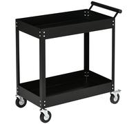TEMU DURHAND Carro de Herramientas de 2 Niveles Carro de con Ruedas de Acero para Garaje Mecanico Carga 150 kg 84.5x38x84 cm Negro