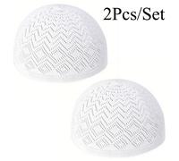 TEMU Each paquete contiene 2 gorros Kufi para hombres, gorras de oración transpirables y ligeras, del Medio árabe, ideales para celebraciones de Ramadán