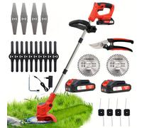 TEMU ECOWOK Cortacésped Inalámbrico Con 2 Baterías De 21 V, 3 Cuchillas, Cepillo Plegable Triple, Cepillo De Césped Inalámbrico, Cepillo De Jardín Inalámbrico Para Leyes, Arbustos Y Arbustos
