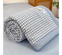 TEMU Edredón Azul Cielo con de Cuadros Pequeños, y en Beige - Ideal para Dormitorio, Sala, Estudio, etc., Fundas y Sábanas, para Todas