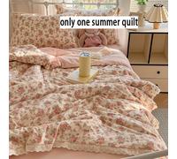 TEMU Edredón floral rosa femenino - de hilo de capa y transpirable + de encaje, ropa de cama para toda estación, estilo moderno , lavable a máquina, portátil refrescante para ropa de cama, para todas