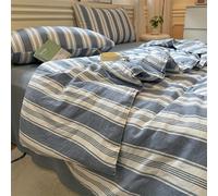 TEMU Edredón Lavable con Rayas - Estilo Japonés para Habitaciones Universitarias, Azul y con Rayas Verticales, Poliéster para Uso Individual o , Ideal para el Confort en Caliente