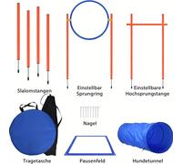TEMU El conjunto de equipo de agilidad para perros incluye vallas, aros, túneles, postes, cajas de salida y bolsas de transporte para juegos de entrenamiento.