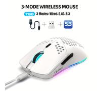 TEMU El ratón HXSJ de tres , con cable y inalámbrico, una batería recargable incorporada y iluminación RGB, con una conexión óptica de 2.4G, ideal para , juegos y uso doméstico.
