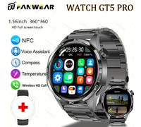 TEMU El Smartwatch Deportivo GT5 2025 un diseño Black de 46 mm, inalámbricas y un display HD de 1.53 pulgadas. más de 100 deportivos y de fotos inalámbrica.