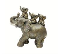 TEMU Elefante bebé vintage de 3 piezas montando en la estatua de un elefante padre, figura de policarbonato para para , escritorio, estantería, entrada, decoración de Acción de Gracias