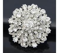 TEMU Elegante Aleación de Piedras de Floral Broche Pin - Diseño de Ramo de Novia de Lujo, Accesorio de Moda para Formales