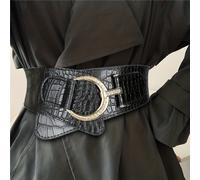 TEMU Elegante cinturón ancho con hebilla grande de pasador, cinturón de cintura de PU decorativo vintage para mujeres