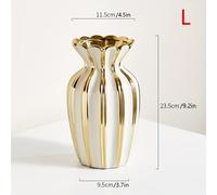 TEMU Elegante de Cerámica y Dorado - Diseño Moderno a Rayas para Decoración del Hogar, Ajustes de Mesa Festivos, de Mesa en y Regalos, Decoración con Jarrones