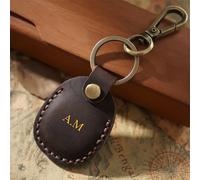 TEMU Elegante de cuero sintético con personalizadas y llavero para Airtags, que protección a y acceso seguro