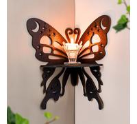 TEMU Elegante estante de esquina de de madera - 1 , diseño hueco intrincado, montaje en pared de , ideal para decoración del hogar, versátil para habitaciones, decoración de mariposas.