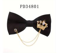 TEMU Elegante pajarita de poliéster tejido con de metal y detalles de cadena para hombres y mujeres