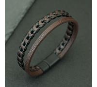 TEMU Elegante pulsera magnética negra para hombre de cuero sintético punk, como joyería de brazo cool