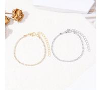 TEMU Elegante Set de 2 Pulseras para Mujer - Acero Inoxidable Chic con Brillantes de Estrás, para el Diario