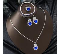 TEMU Elegante Set de Joyería para Mujer con Azul de 5 piezas - Collar, Anillo, Aretes y Pulsera | Ideal para Uso Diario, Regalos, Fiestas y Días Festivos