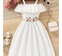 TEMU Elegante vestido de una sola tirante para niñas en y verano, más un cinturón .