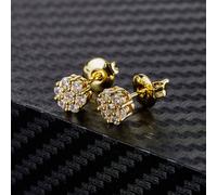 TEMU Elegantes pendientes de estudio de flor 1076, chapados en oro de 18K, zirconia cúbica sintética, cobre, perfectos para uso diario y regalos, adecuados para de las Madres, todas