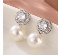 TEMU Elegantes pendientes de perlas de de lujo, hermosas piezas de joyería para recepciones de de mujeres, regalos ideales para navideña