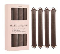 TEMU ELLITINA Juego de 4 Rodillos para sin para Ondas Nocturnas - Rosa, Beige, Marrón y Marrón / con | Ondas de Calidad de Salón para Viajes, Cuero Cabelludo , Kit de Estilizado para Mujeres