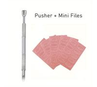 TEMU Empujador de Cutículas + Mini para Manicura y Pedicura - Herramientas de Acero Inoxidable para Pulir, Dar Forma y Alisar Uñas - 5 Almohadillas de Lijado