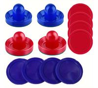 TEMU Empujadores de Hockey Aéreo y Discos de Hockey Aéreo, Paletas de Hockey Aéreo, de Portero, Accesorios de Repuesto para Mesas de Juego (4 Empujadores, 8 Discos)