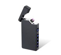 TEMU Encendedor de estilo Tech, cuerpo completamente metálico, pantalla digital, encendedor USB a prueba de viento sin llama, encendedor electrónico, anti-fraude, regalo para hombres