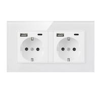 TEMU Enchufe de pared USB 5V/2.1A estándar con enchufe de 16A 250V, con USB/Type-C, material de PC/vitroide, adecuado para baño, cocina, la mayoría de las ocasiones.