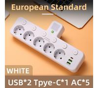 TEMU Enchufe Múltiple de 5 + 2 USB + Tipo-C, + Luz Nocturna, Toma de Corriente Inalámbrica Estándar Europeo, Súper Práctico para Uso en Hogar y Oficina