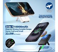 TEMU ENEGON 10000Mah Cargador Inalámbrico Portátil Magnético Plegable , de Energía USB-C de 22.5W con Soporte, Compatible con Magsafe para iPhone 17/16/15/14/13/12 Series y Otros