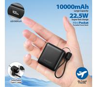 TEMU ENEGON de energía de 10000mAh 22.5W, carga rápida, batería externa, cargador portátil con pantalla digital de batería, para iPhone 16/15/14/13/12/para Xiaomi/Samsung, carga USB tipo-C