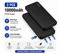 TEMU ENEGON Power Bank 10000mAh, paquete de 2, baterías externas para móvil delgadas, pequeñas pero potentes, entrada y USB C, cargador portátil puertos compatible con iPhone 17/16/15, Samsung, iPad