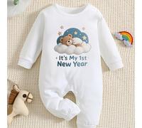 TEMU Es Mi 1er Año Ropa de Bebé con Estampado de Oso Estrella, Mono de Larga para Bebé, Regalo de Navidad para Bebé de y Otoño, Algodón Transpirable para , Adecuado para Usar al , para Exteriores